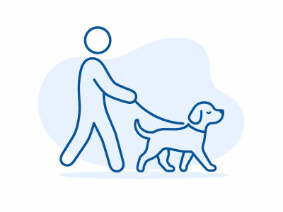 Dog enjoying a walk with a professional dog walker.